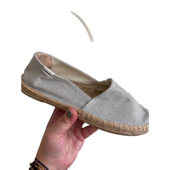 Soludos Womens Espadrille Flats Canvas Slip-On Shoes Light Gray Size 7 - Picture 3 of 12